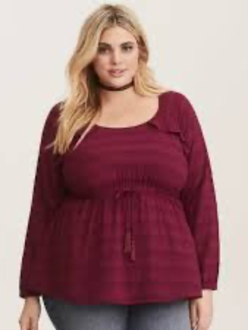 Torrid 3X Berry Textured Tie Waist Top